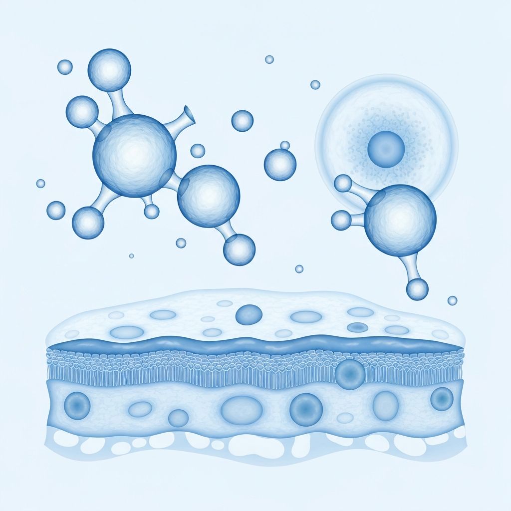 Wassermoleküle und Hautzellen